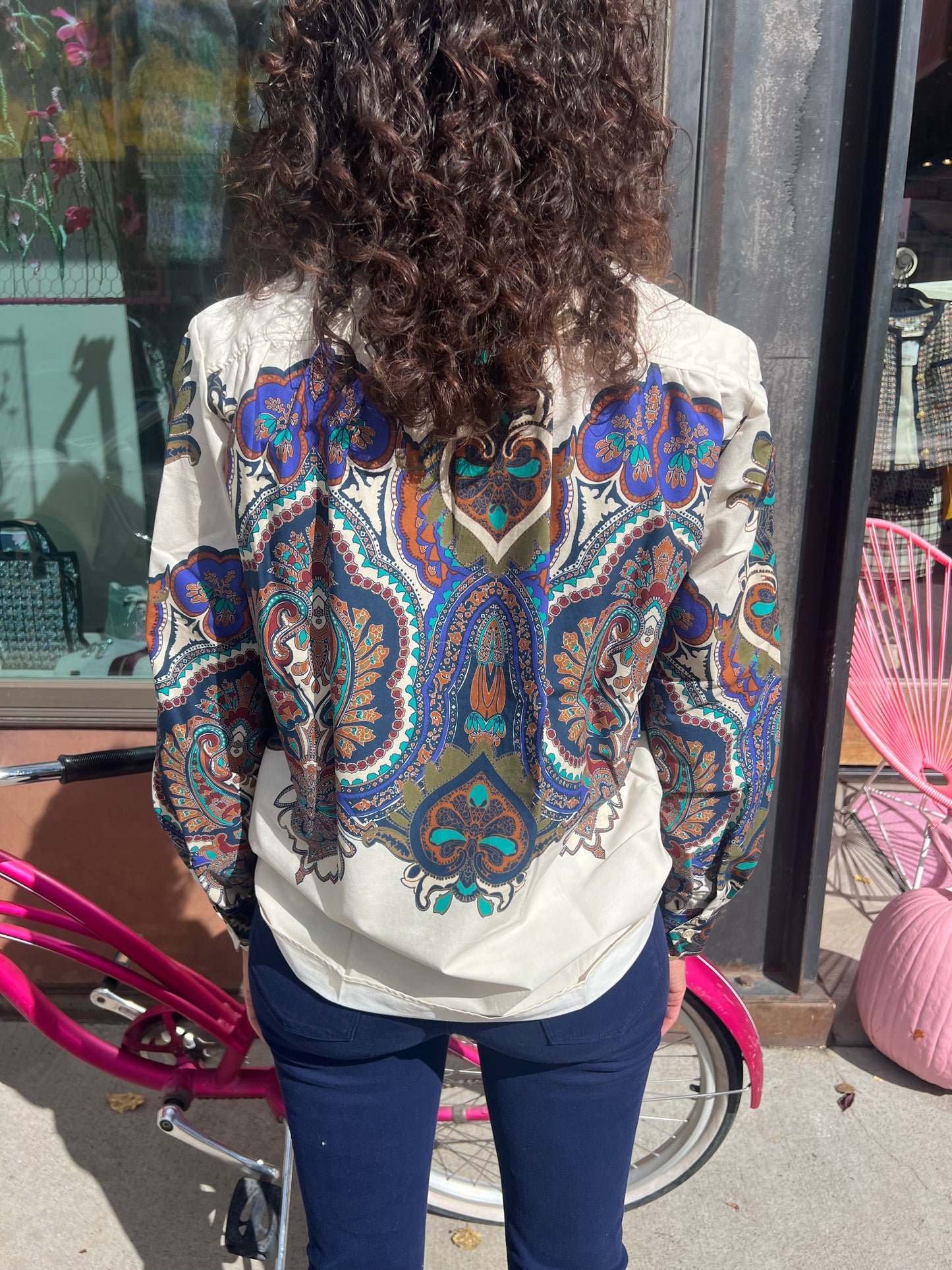 Caliban Blue Printed Blouse