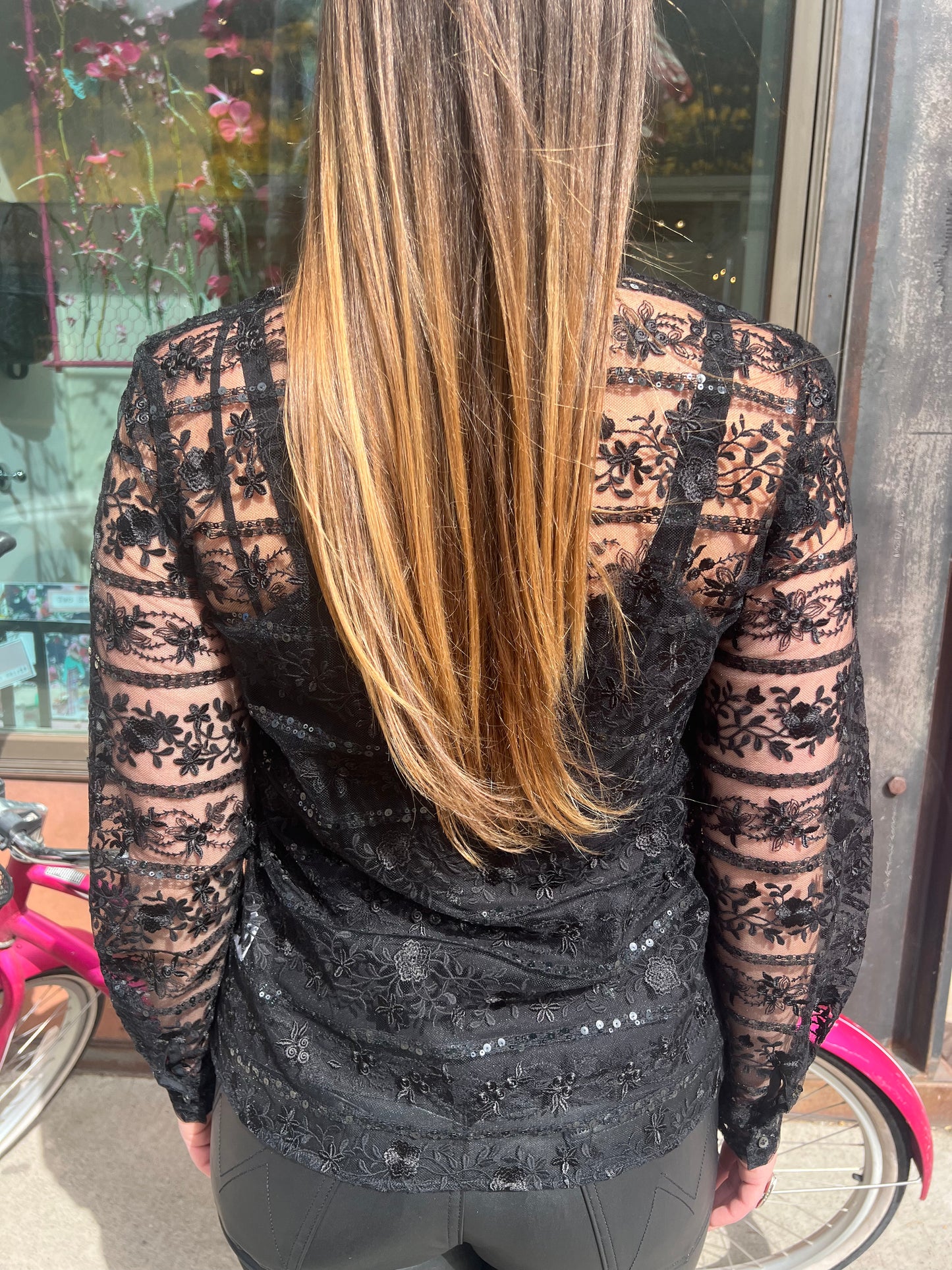 Le Sarte Lace & Sequin Blouse