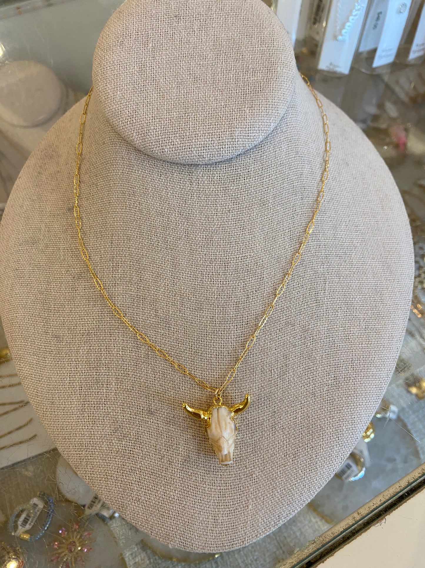 Ruby & Violet Steer Skull Necklace