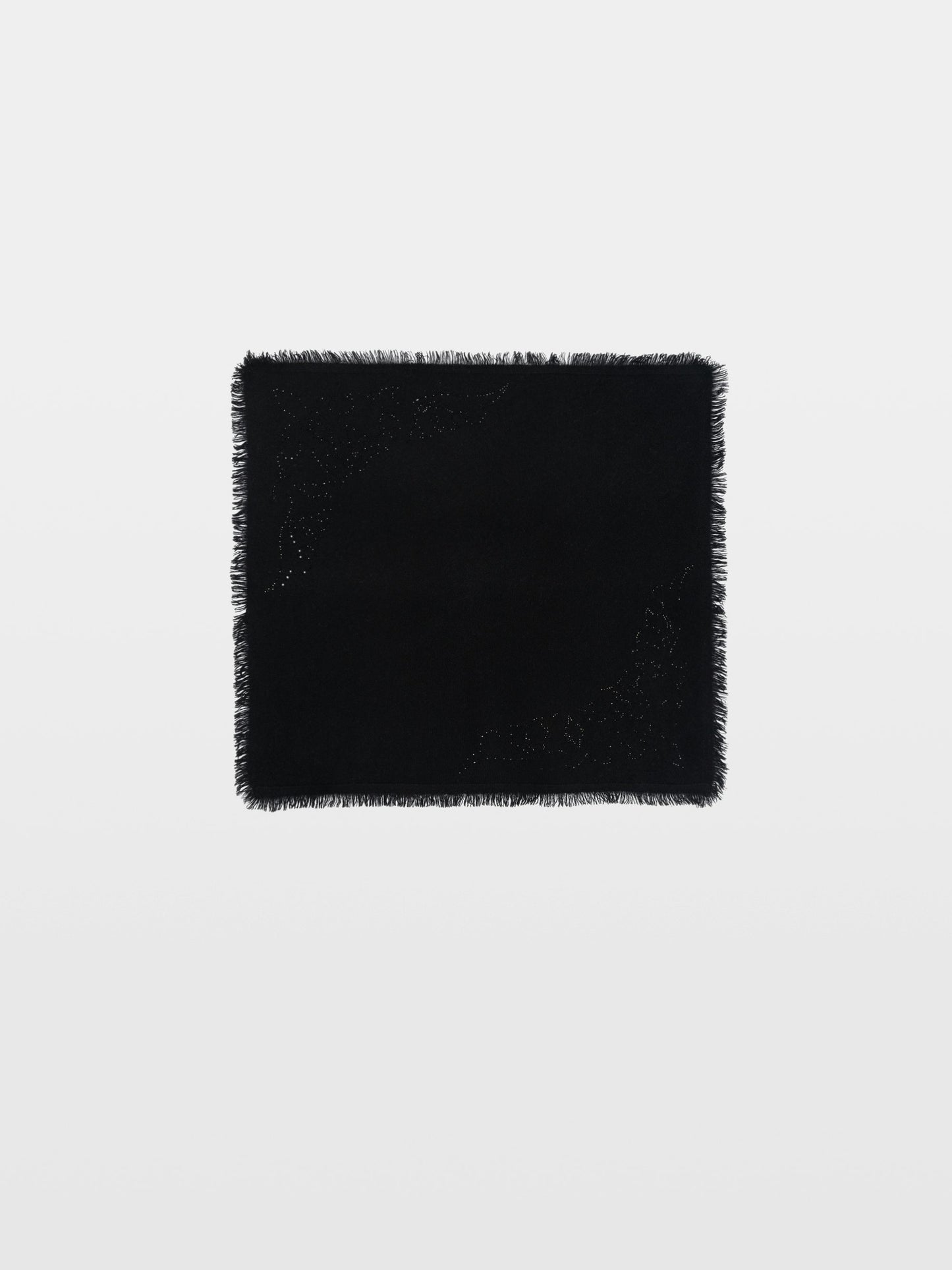 Zadig & Voltaire Small Stevie Strass Western scarf in black, full square shown flat with fringed edges