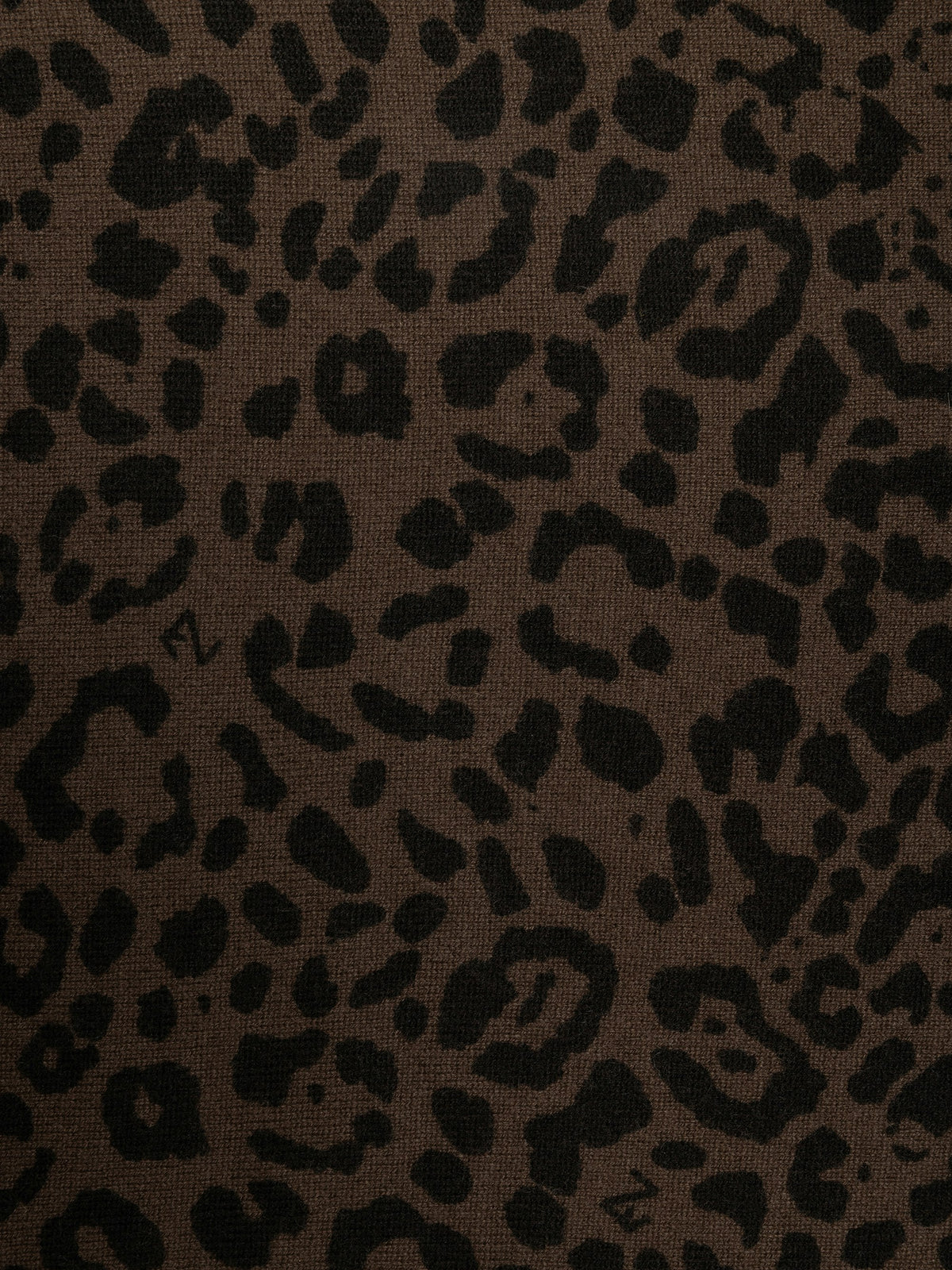 Zadig & Voltaire Small Stevie Leo scarf in Wood, close-up of the brown and black leopard print cashmere