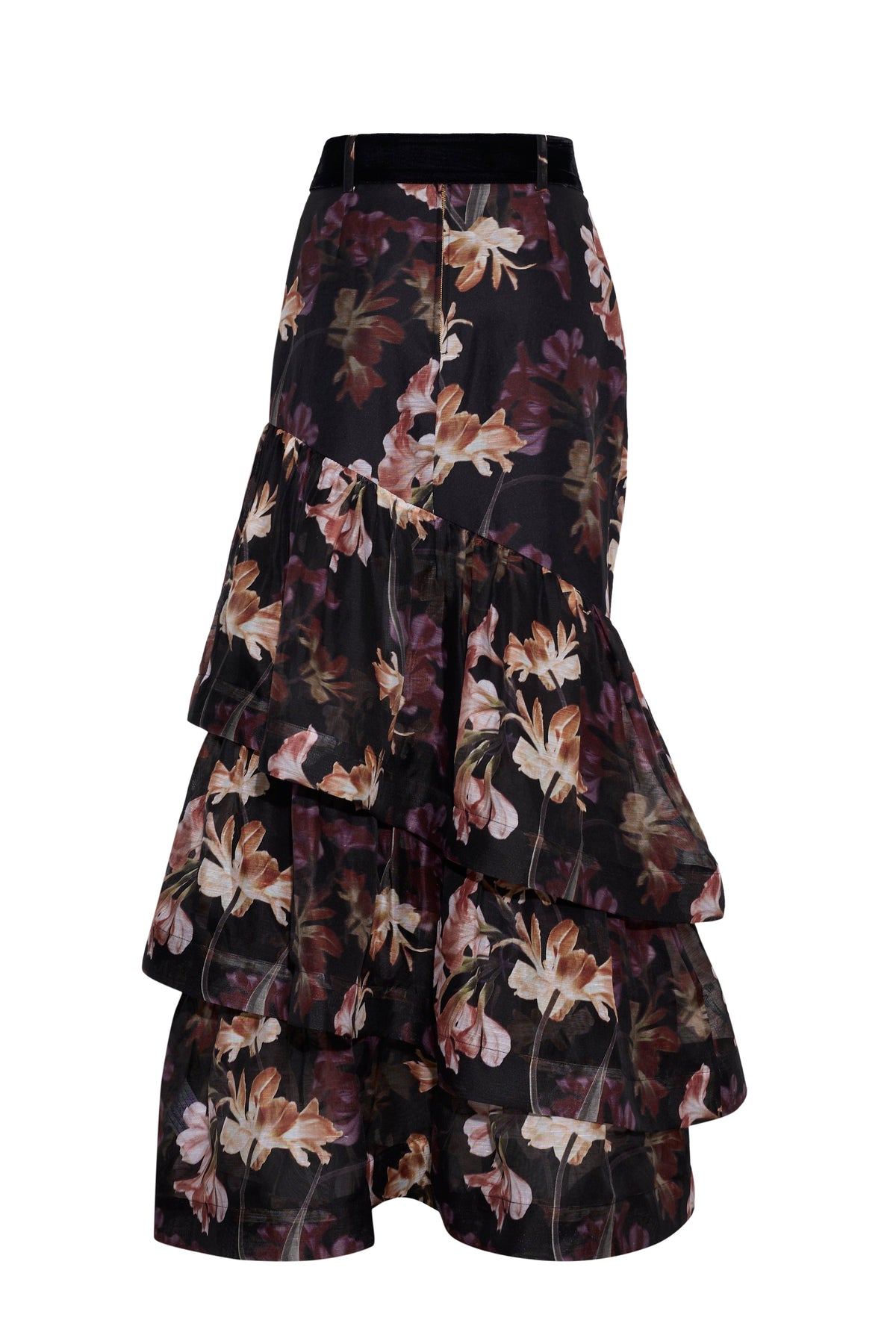 Cara Cara Priya Skirt in Elysian Flora Black, back view