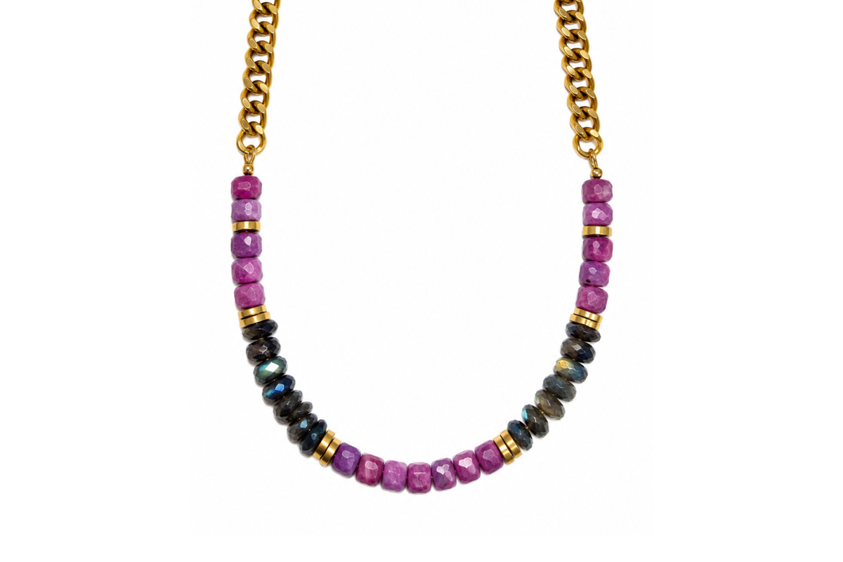 Rachel Nathan Ruby & Labradorite Curb