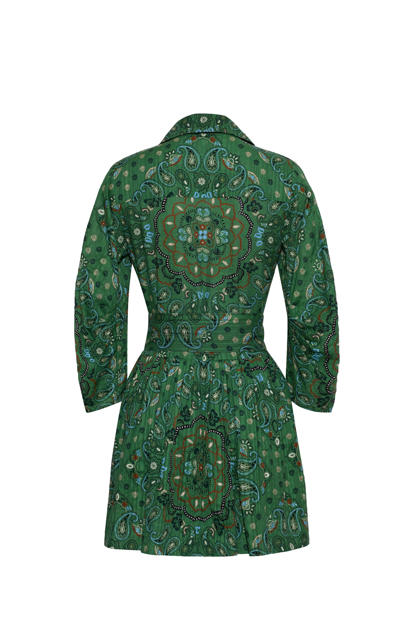 Cara Cara Raya Mini Dress in Bandana Green, back view