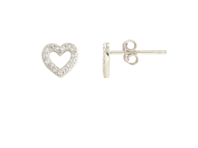 Kris Nations Pave Heart Outline Studs