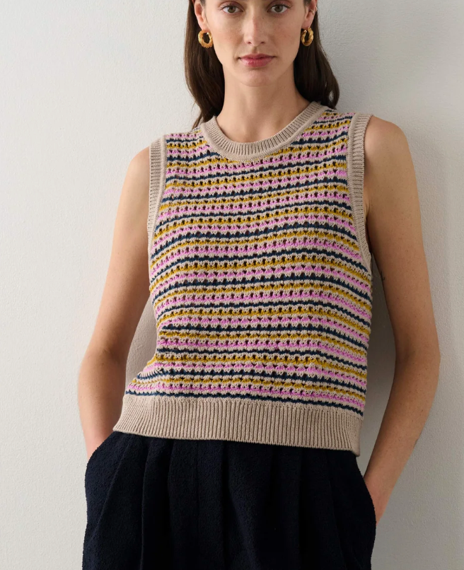 W+W Striped Mesh Tank