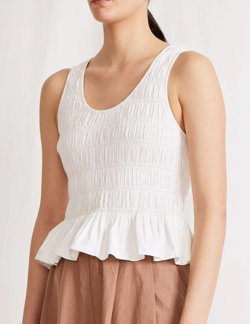 Apiece Apart Smocked Ruffle Tank