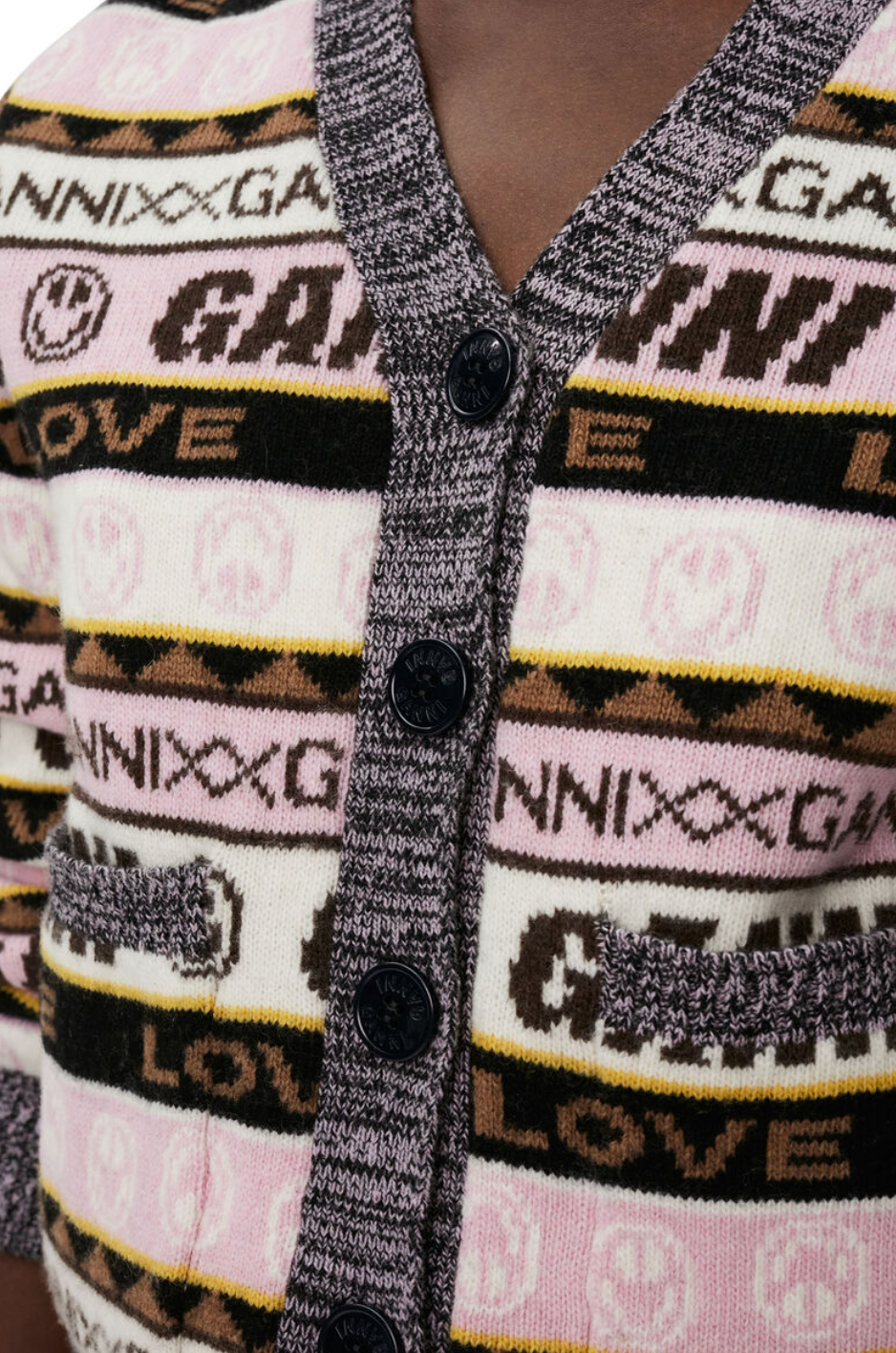 Ganni Graphic Pink Cardigan