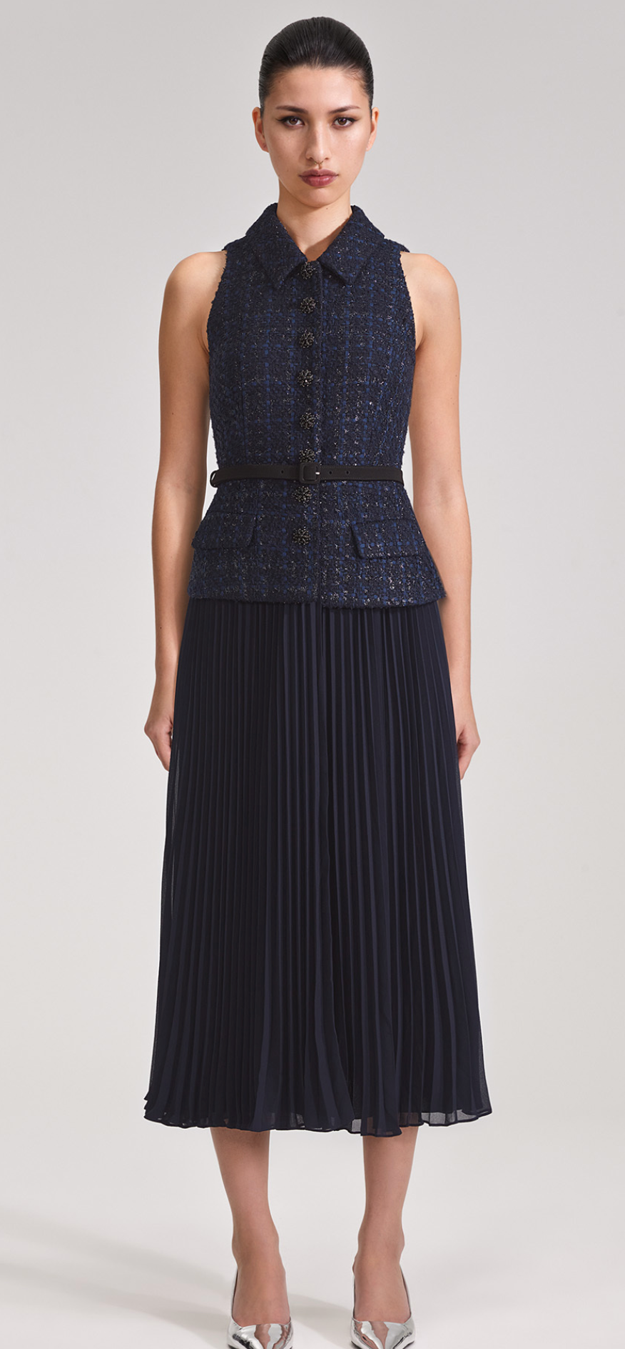 self-portrait Metallic Midi Dress