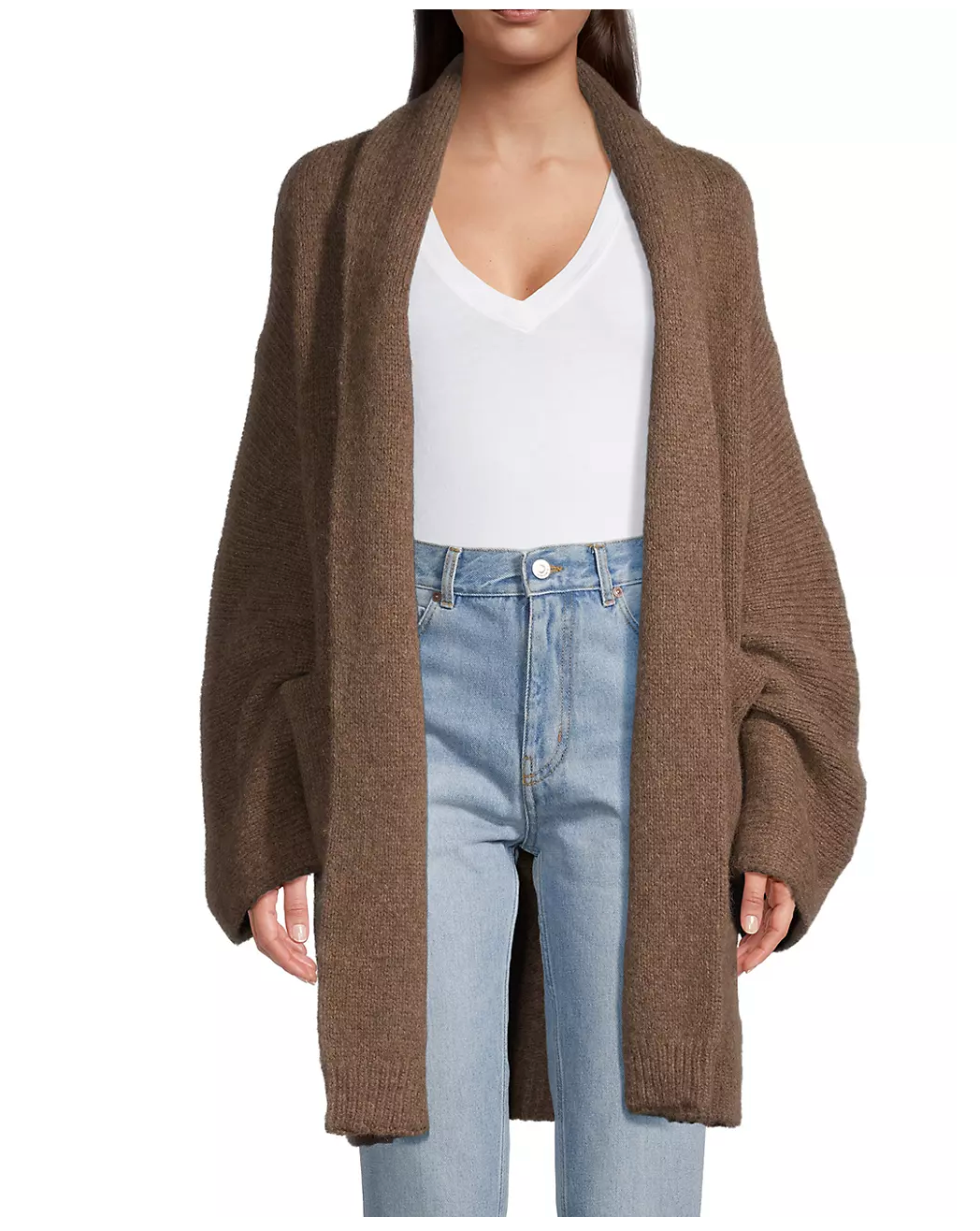 W W Plush Long Cardigan Two Skirts