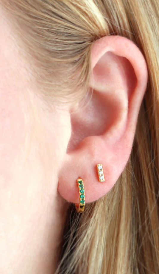 Kris Nations Huggie Crystal Hoop Earrings