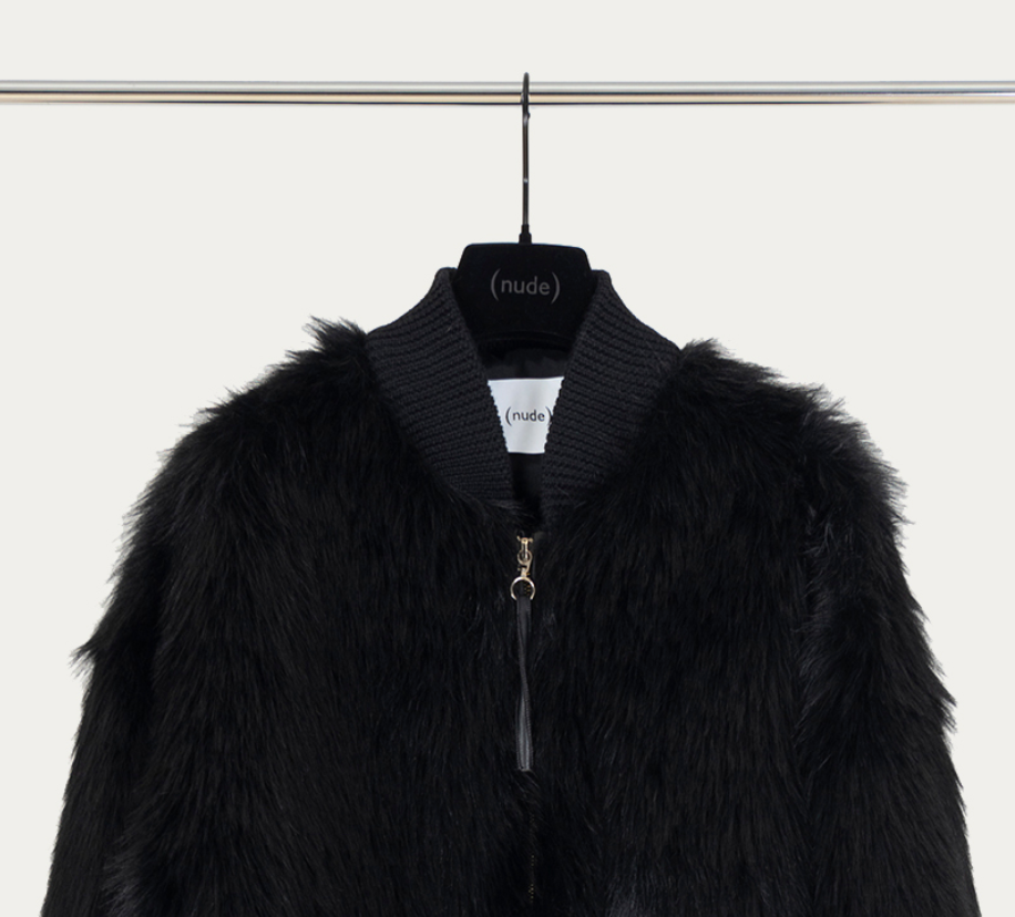 Nude Faux Fur Bomber Jacket