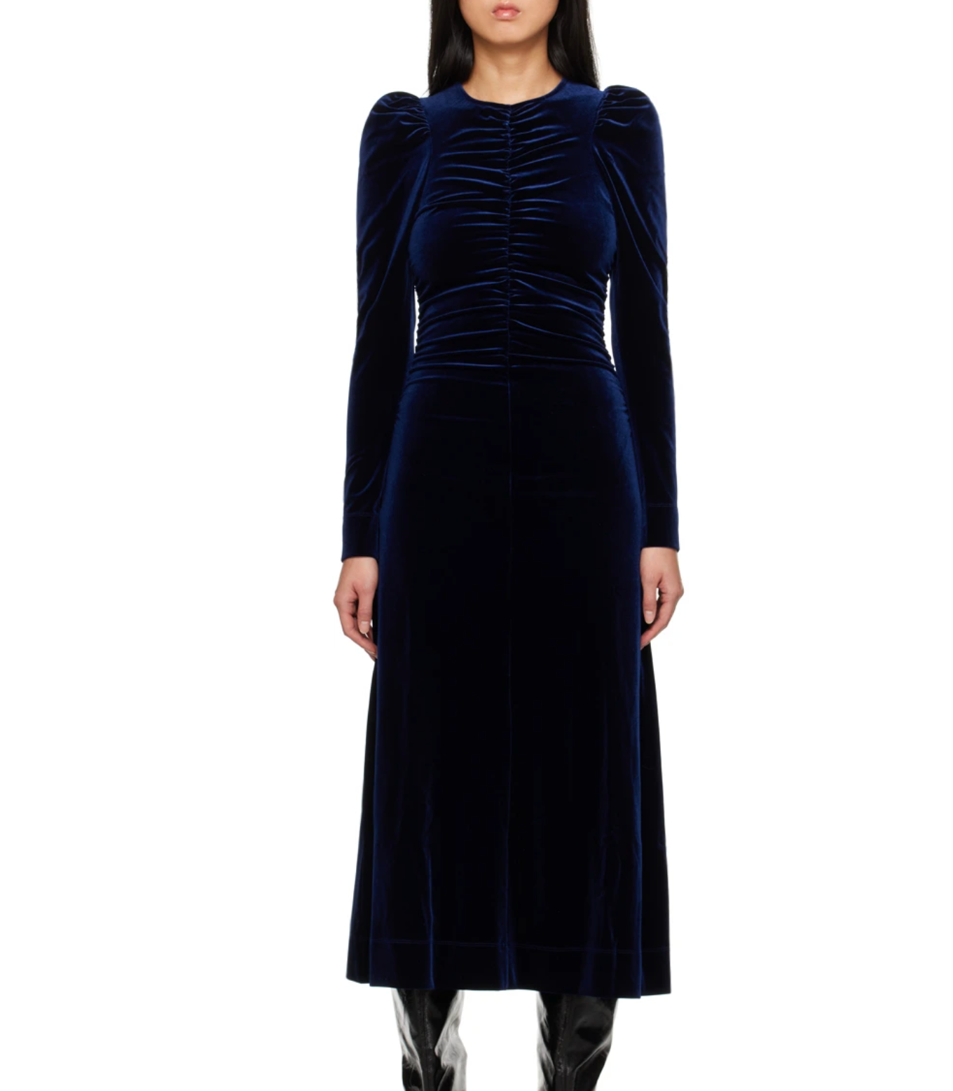Ganni Velvet Gathered Dress