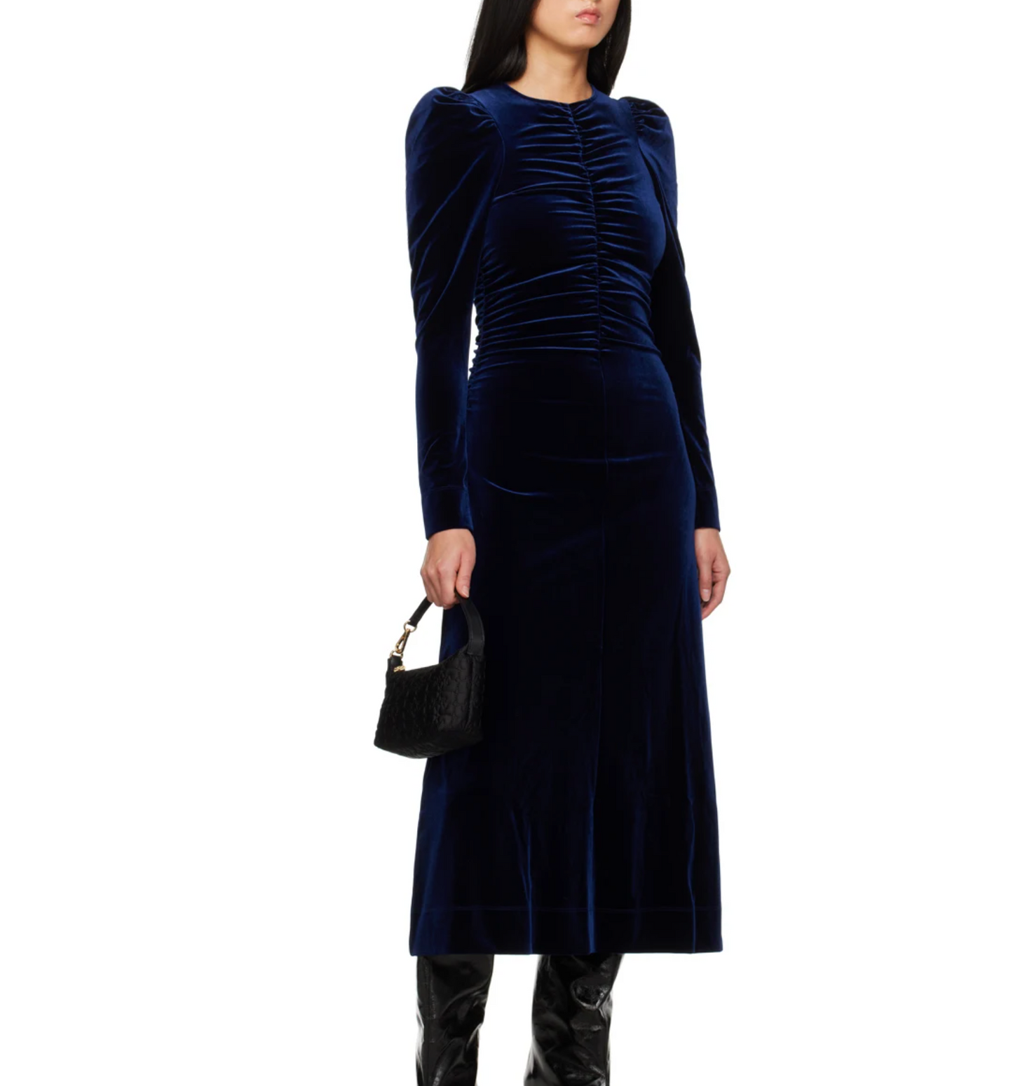 Ganni Velvet Gathered Dress