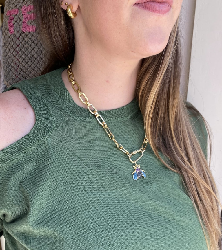Cristina V. Bug Charm Link Necklace
