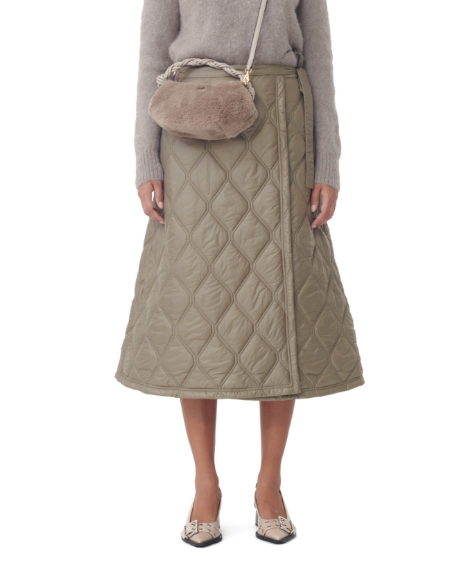 Ganni Shiny Quilt Midi Skirt