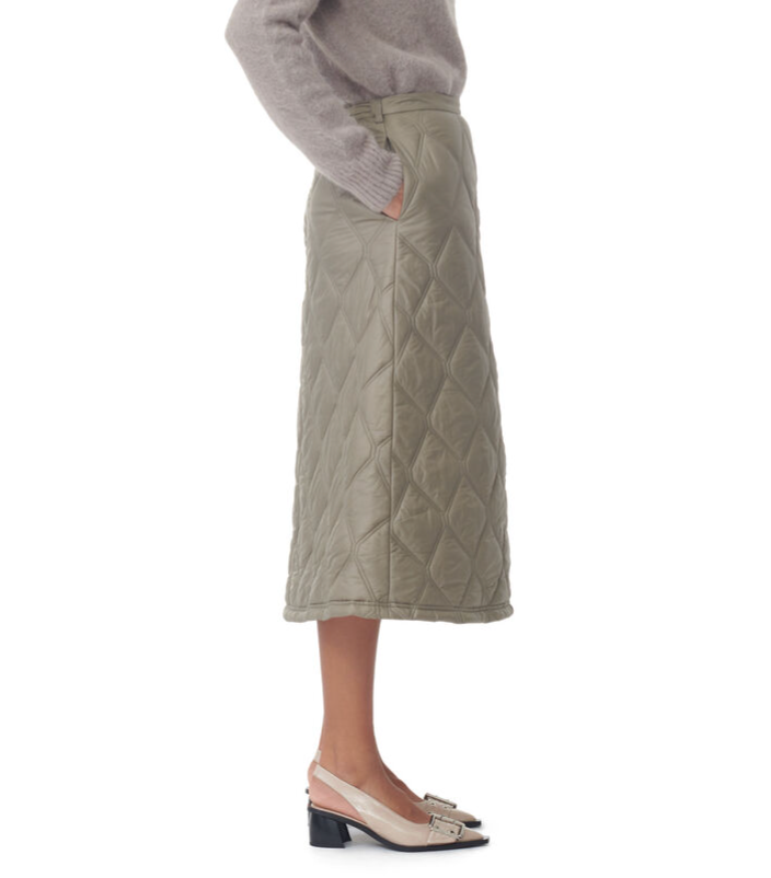 Ganni Shiny Quilt Midi Skirt