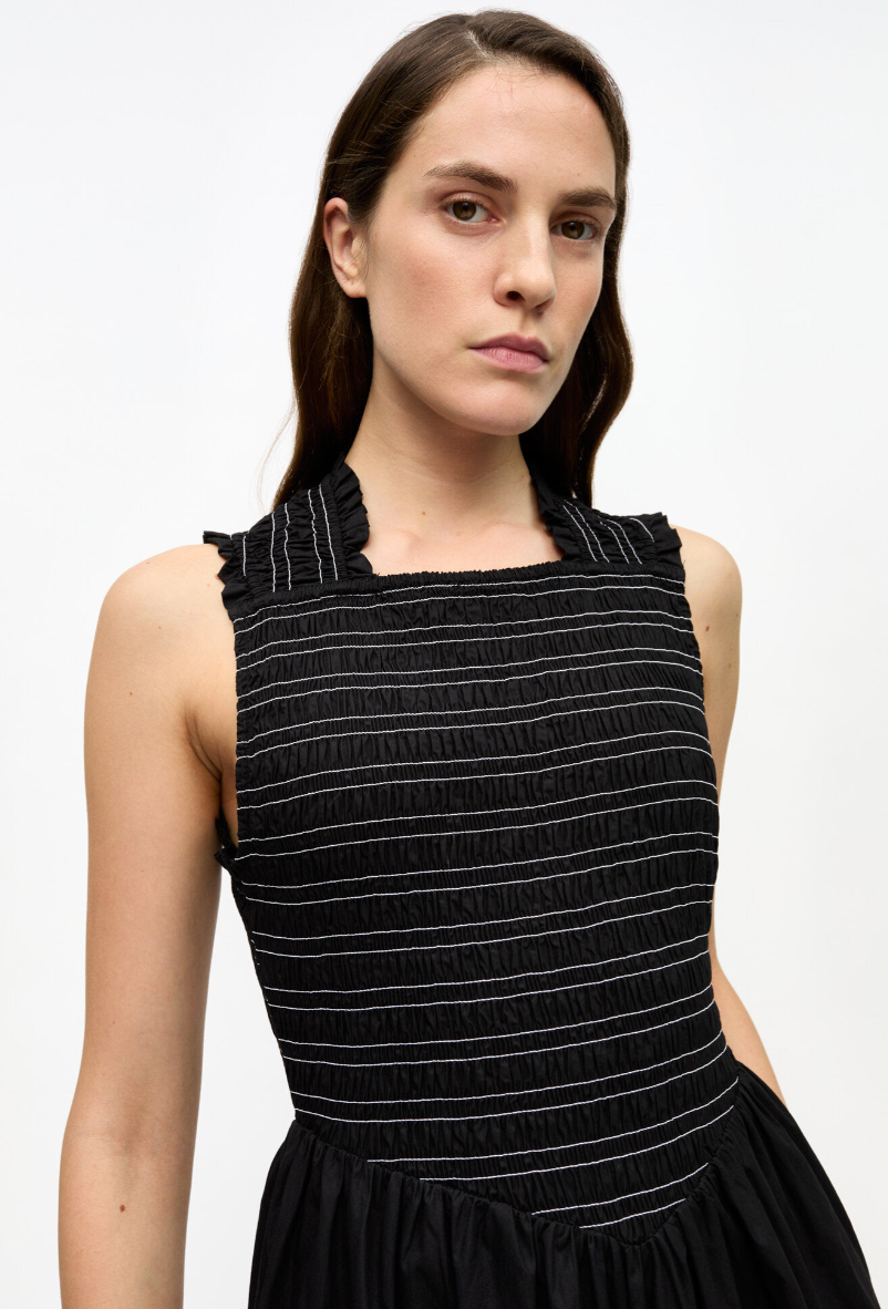 Ganni Cotton Smock Midi Dress