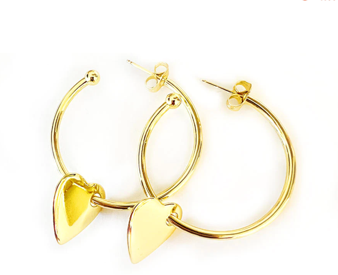 Lauren Amble Heart Charm Hoops