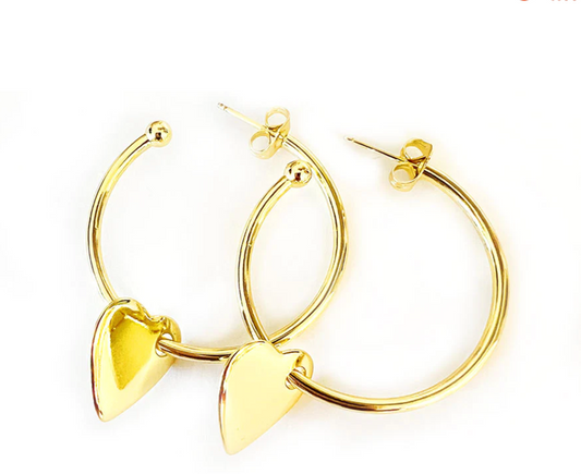 Lauren Amble Heart Charm Hoops