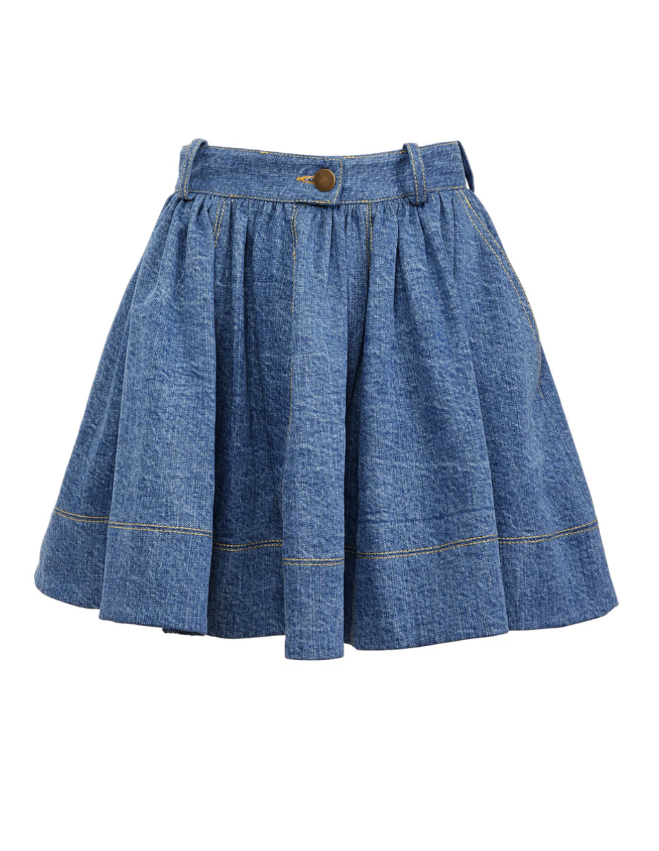 Fleur Du Mal Denim Flare Skirt