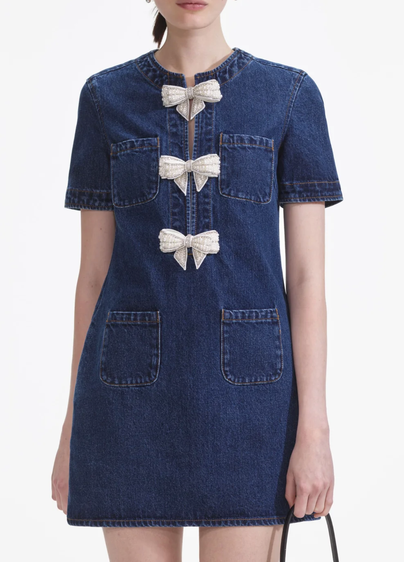 Self Portrait Denim Bow Dress