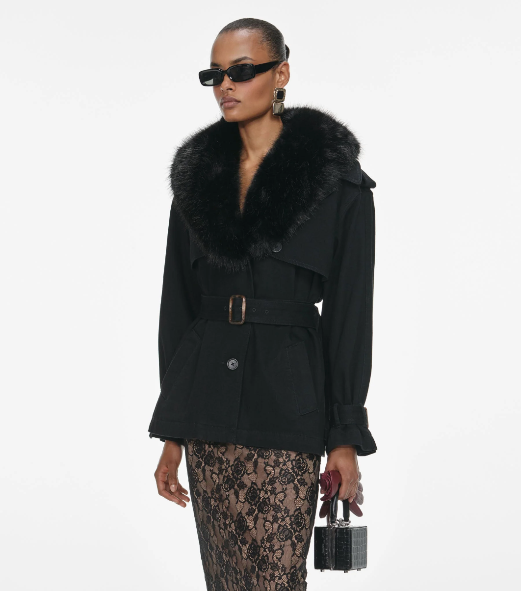 Self Portrait Denim Fur Jacket