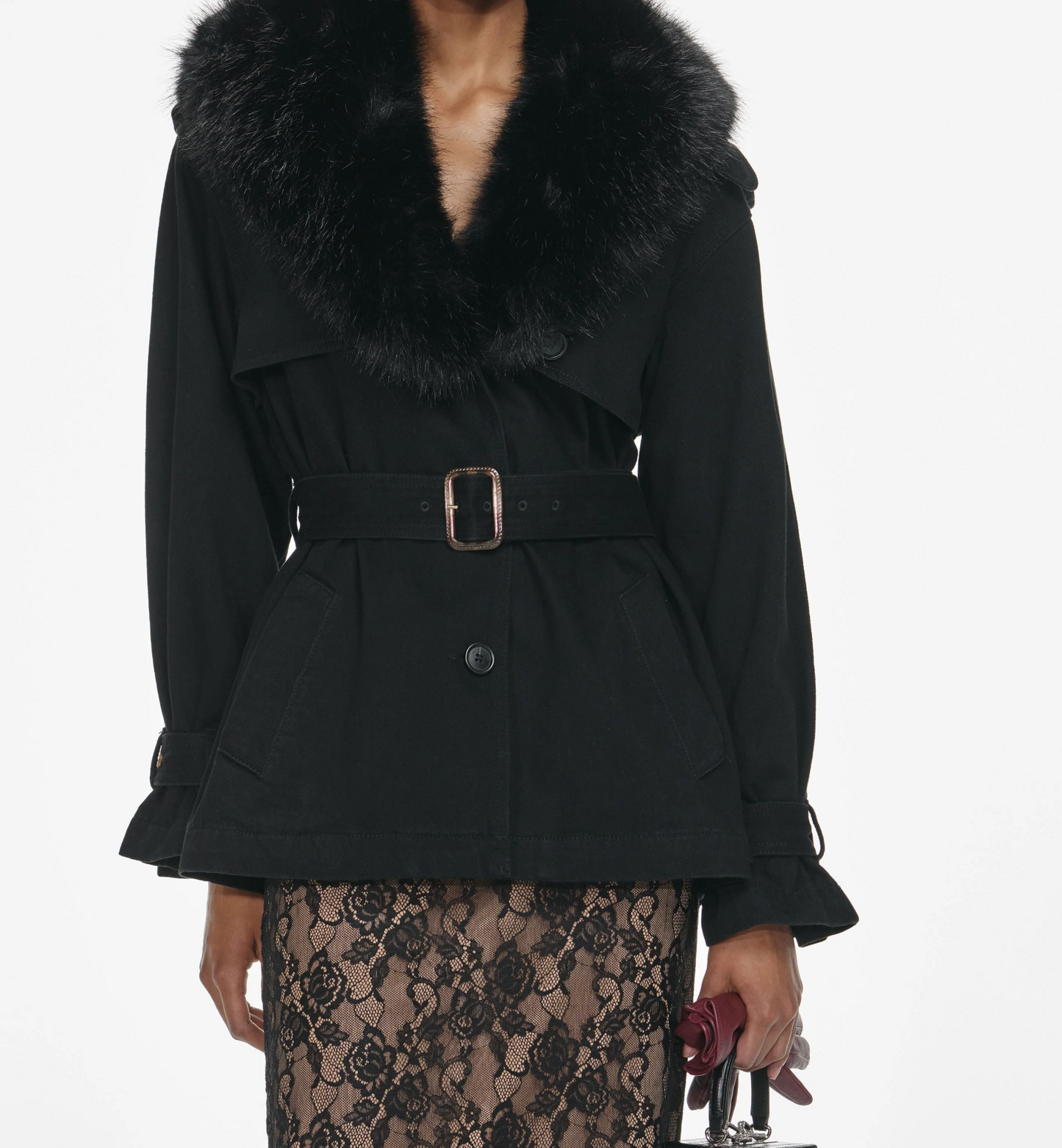 Self Portrait Denim Fur Jacket