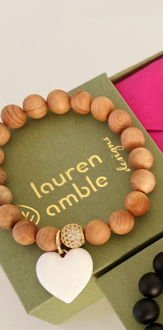 Lauren Amble Wood Bead Heart Bracelet