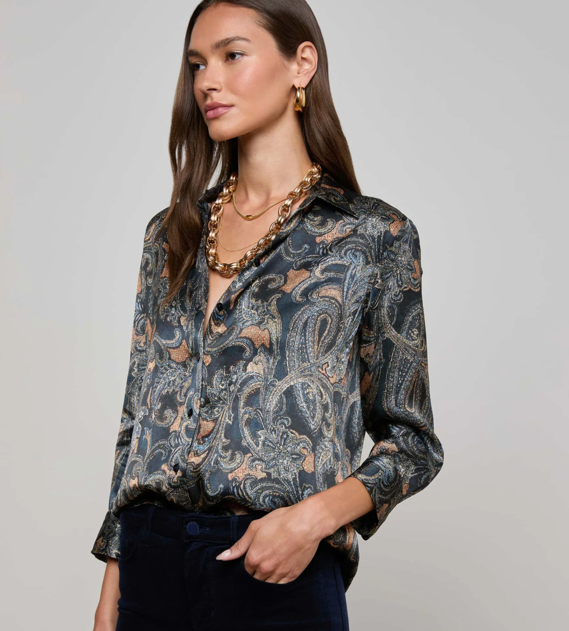 L'Agence Dani 3/4 Slv Blouse