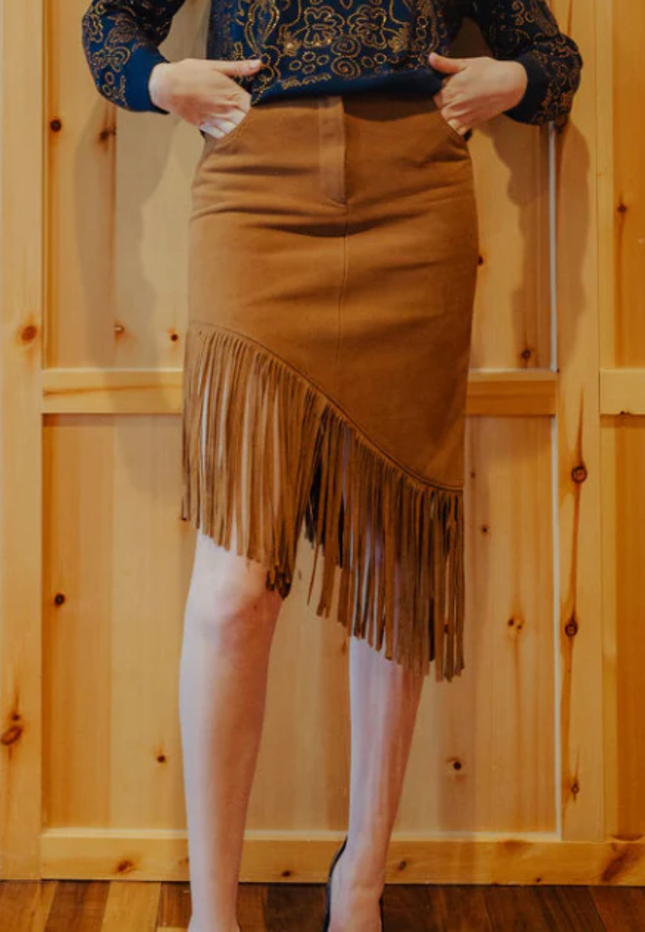 NAW Leather Fringe Skirt