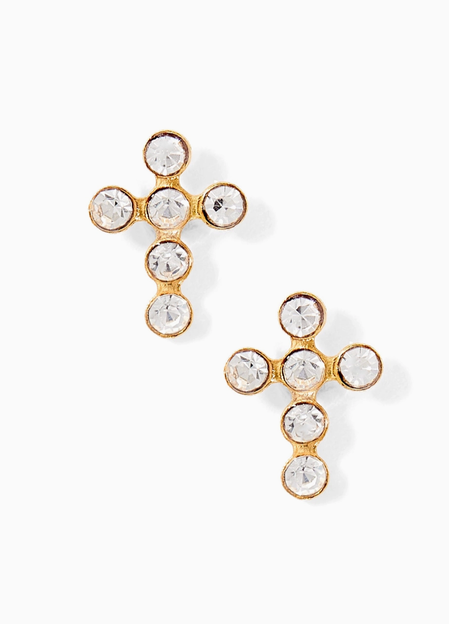 LinnyCo Screwback Stud Earrings - Clara Cross