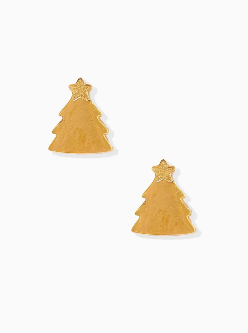 LinnyCo Screwback Stud Earrings- Gold Christmas Tree