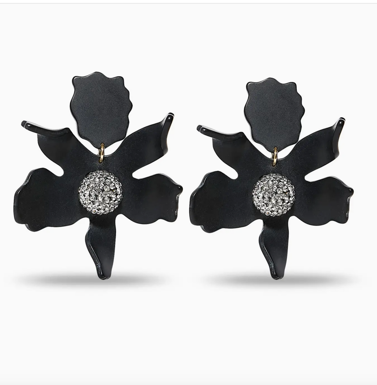 Lele Jet Crystal Lily Earrings