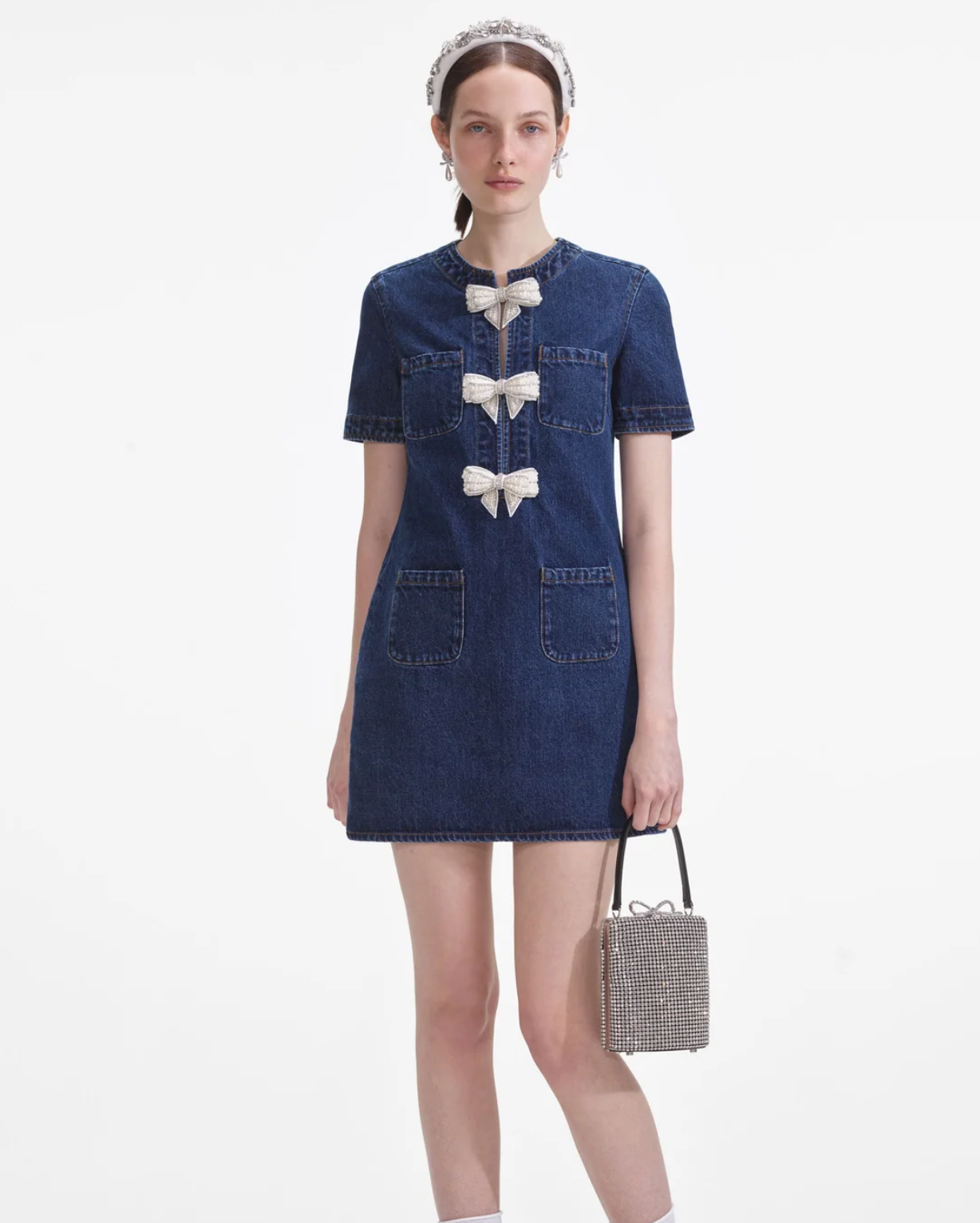 Self Portrait Denim Bow Dress