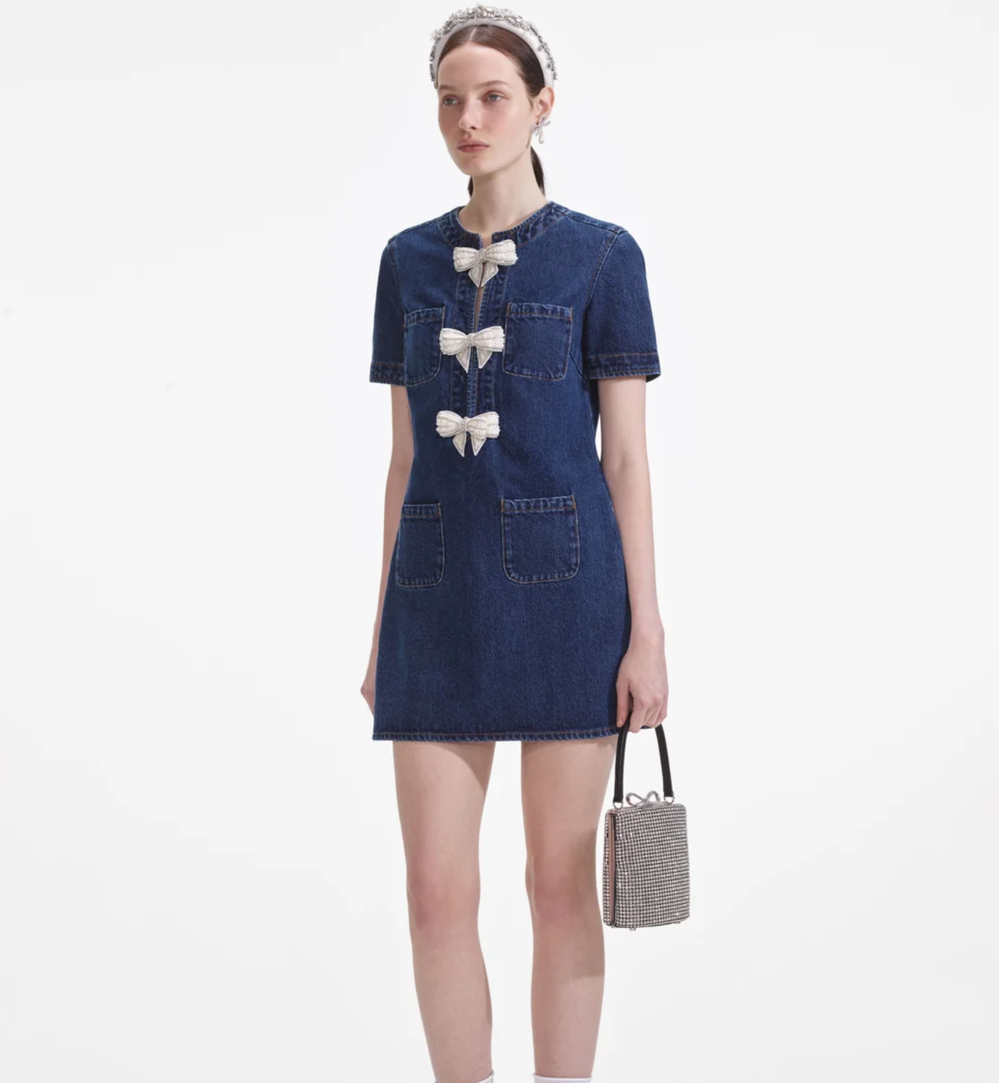 Self Portrait Denim Bow Dress