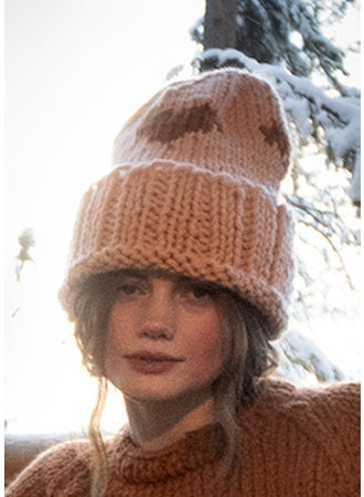 GOGO Hearts Rib Toque Peach Tea/Leather