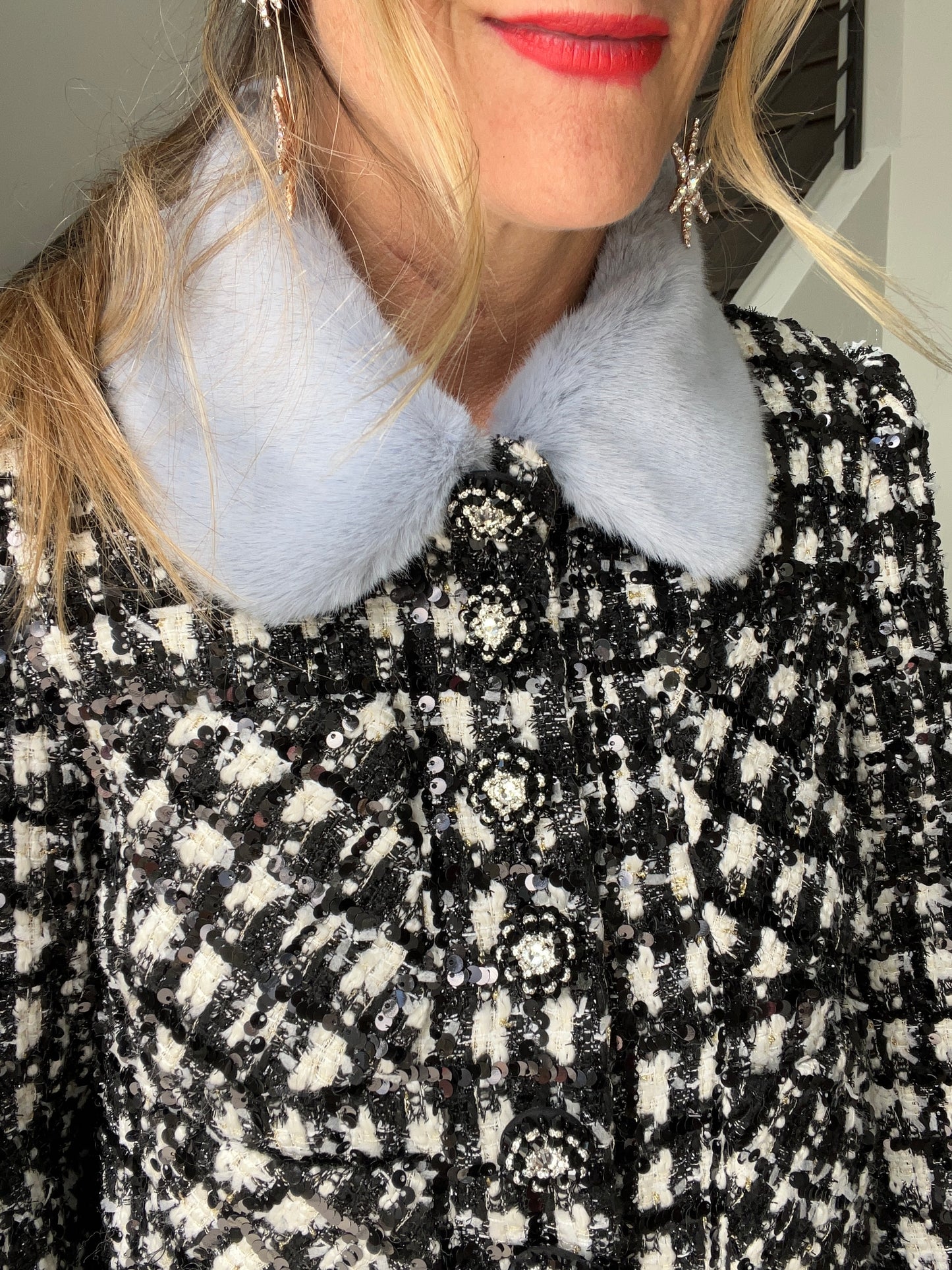 self-portrait Faux Fur Collar Jacket
