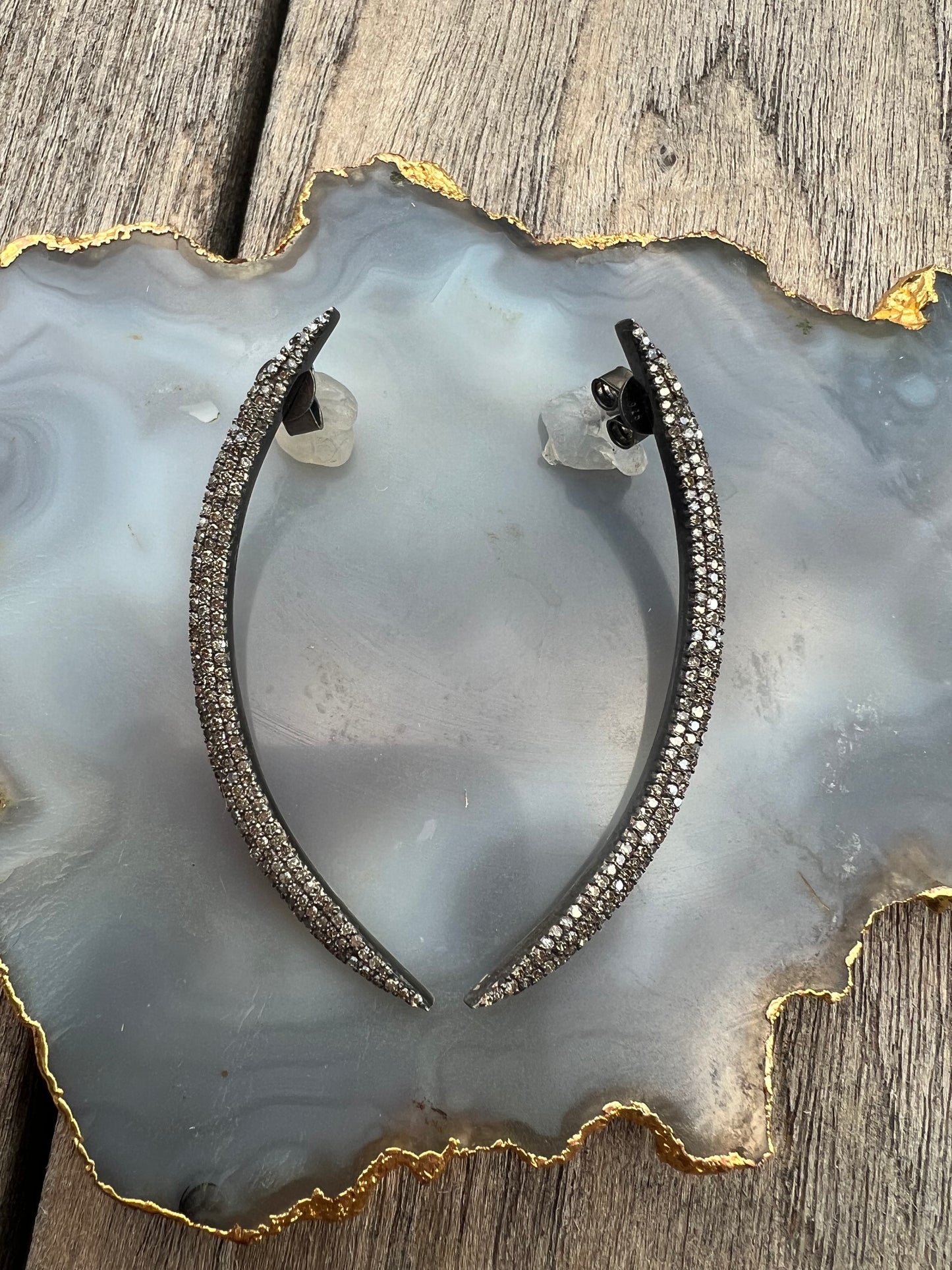Vintage La Rose Pave Large Curve Earring