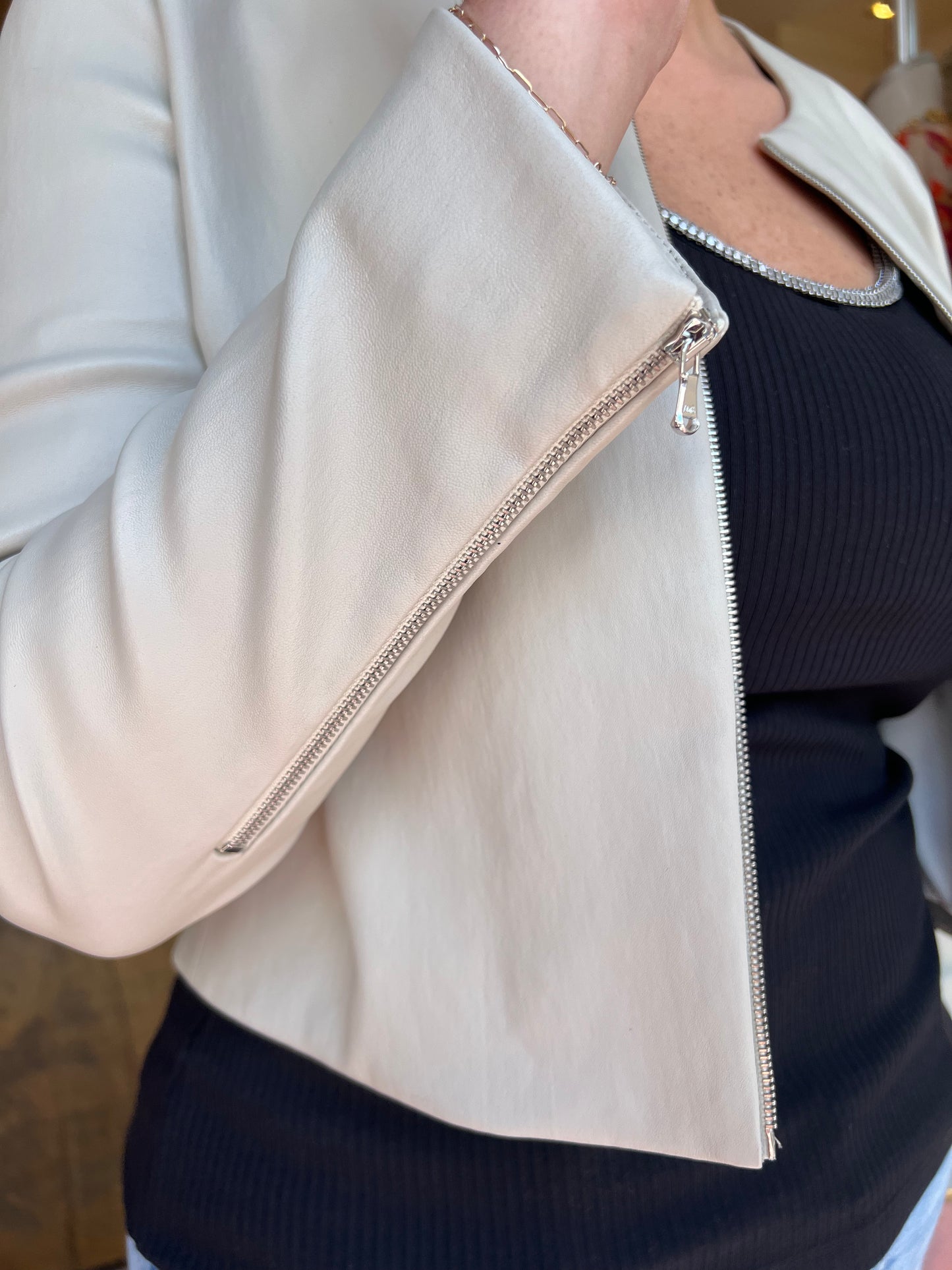 Susan Bender Leather Cardigan Jacket