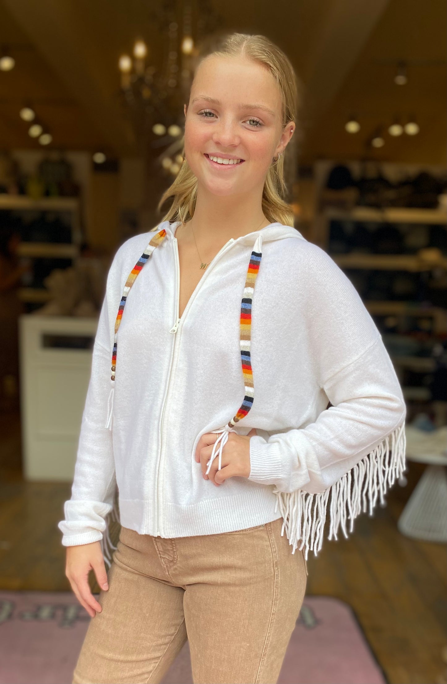 MR Zip Fringe Hoodie