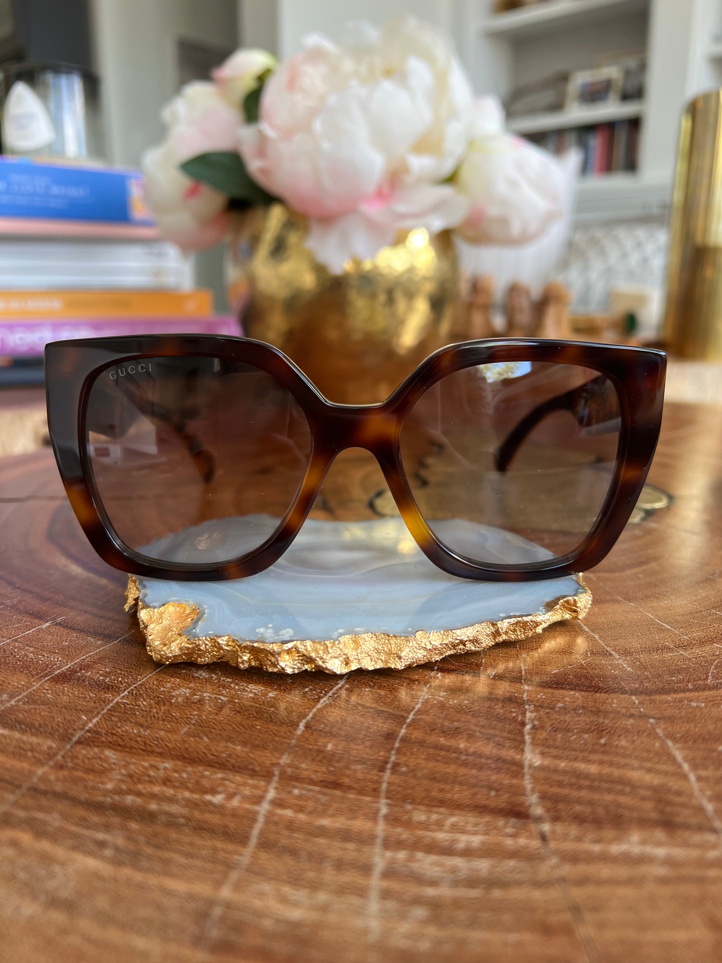 GG Tort Gold Glitter Arm Sunglasses