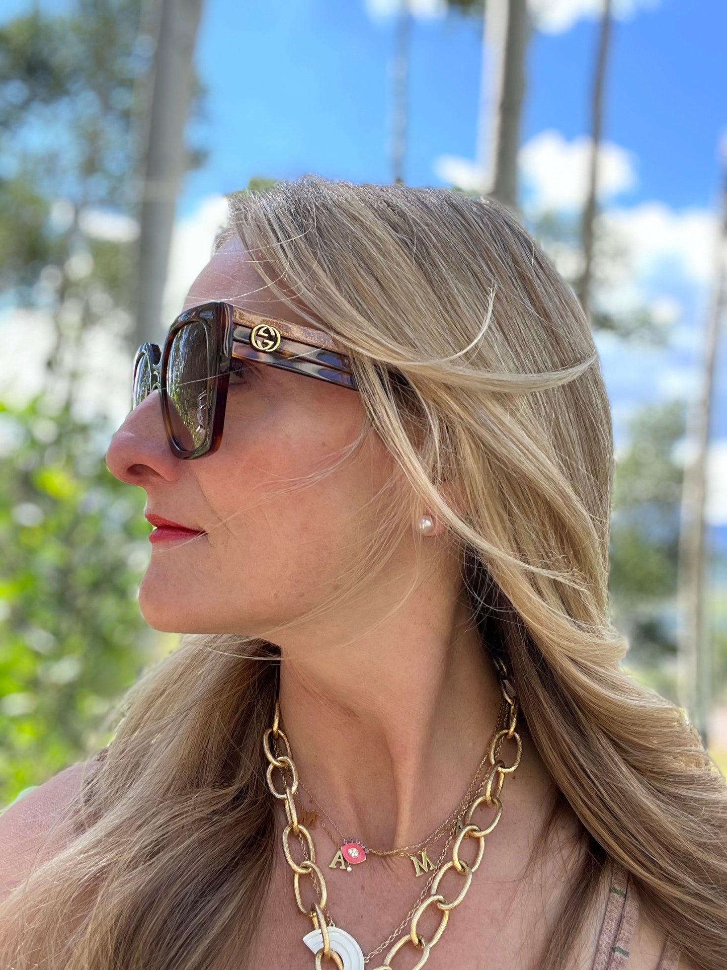 GG Tort Gold Glitter Arm Sunglasses