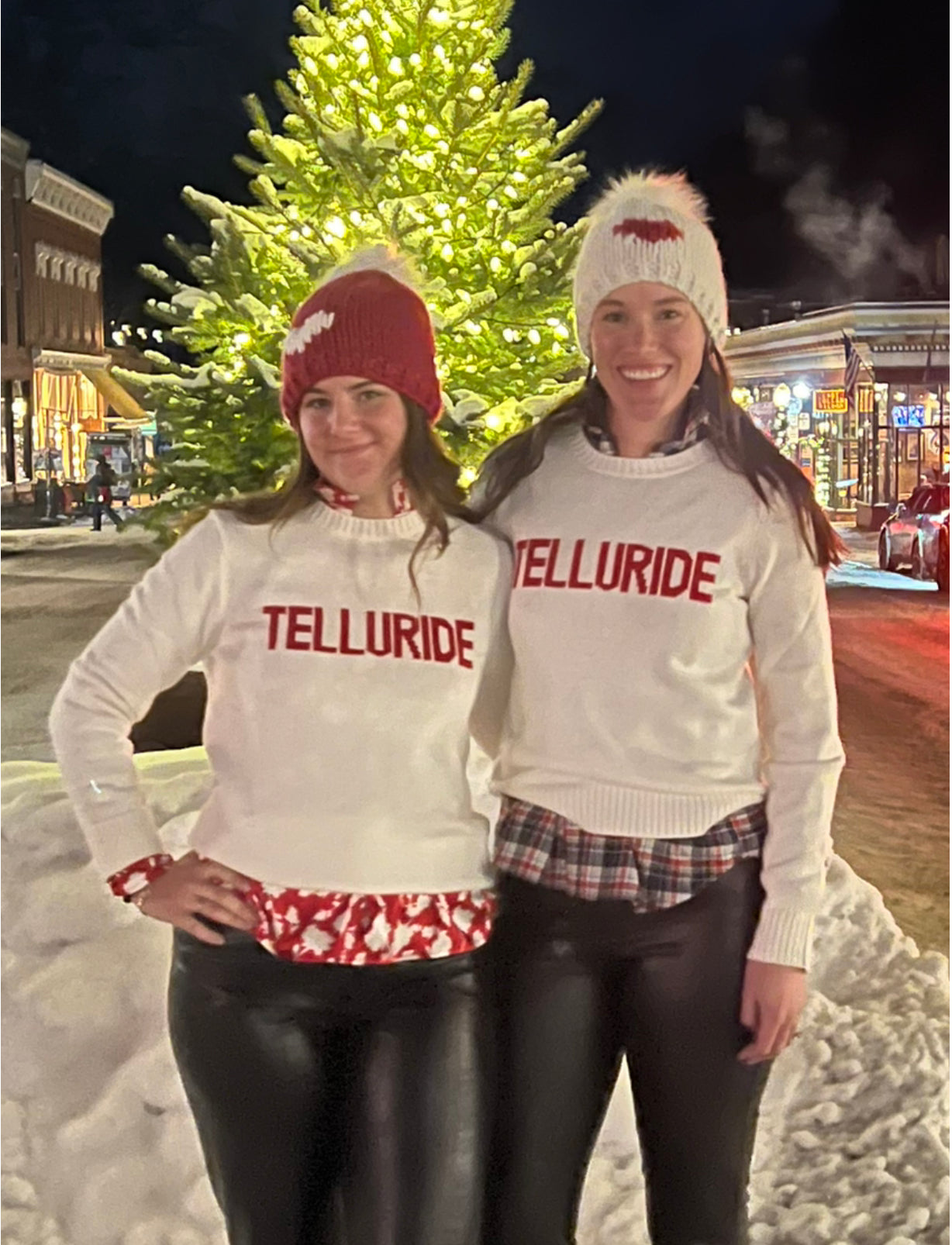 E&I Telluride White/Red Sweater