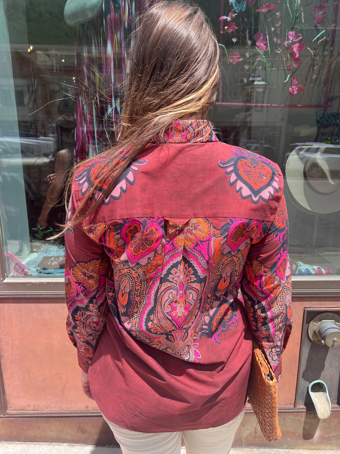 Caliban Burgundy Paisley Blouse