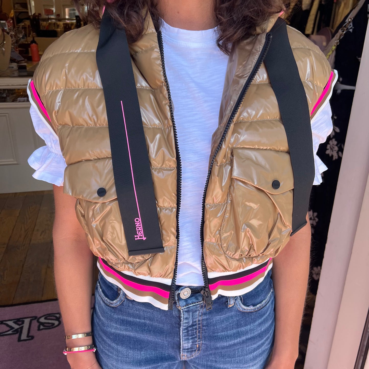Herno Gloss Tan Hoody Vest
