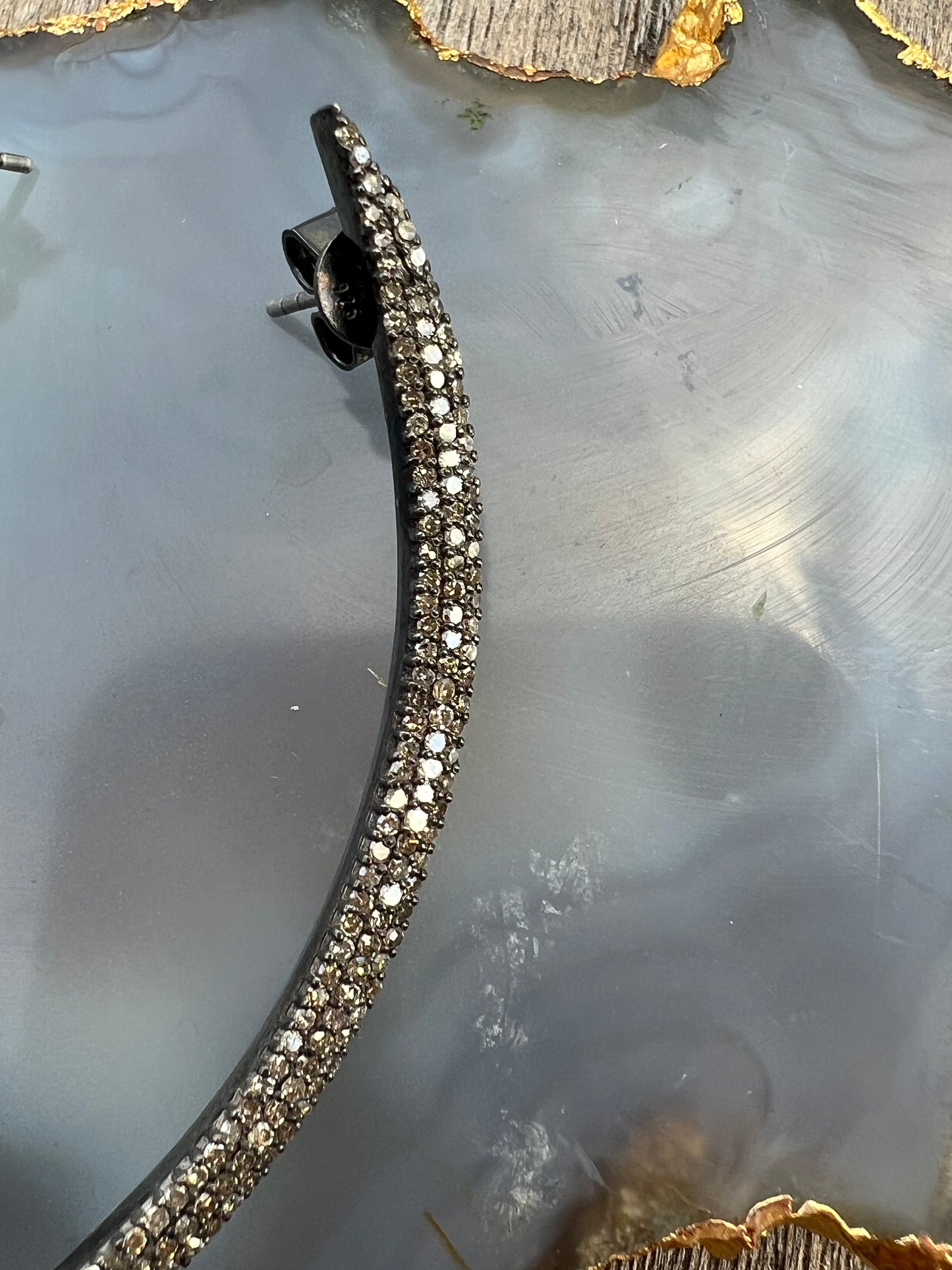 Vintage La Rose Pave Large Curve Earring