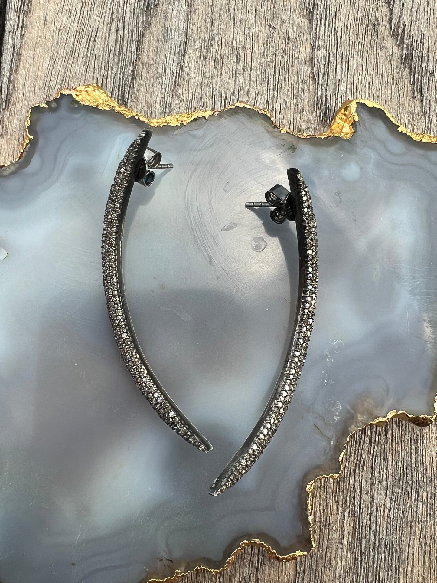 Vintage La Rose Pave Large Curve Earring