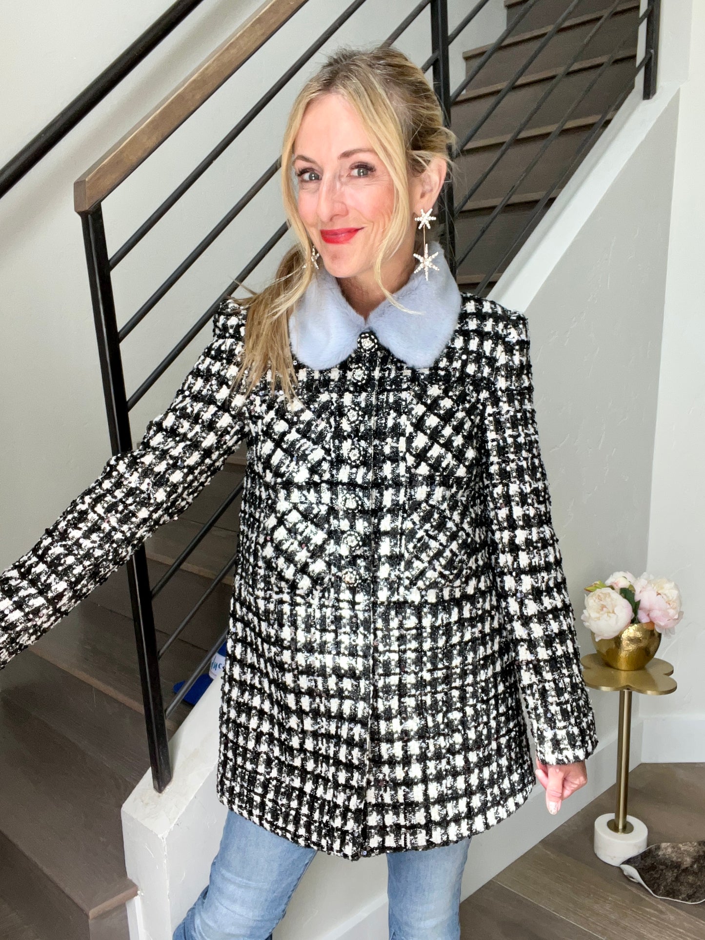 self-portrait Faux Fur Collar Jacket
