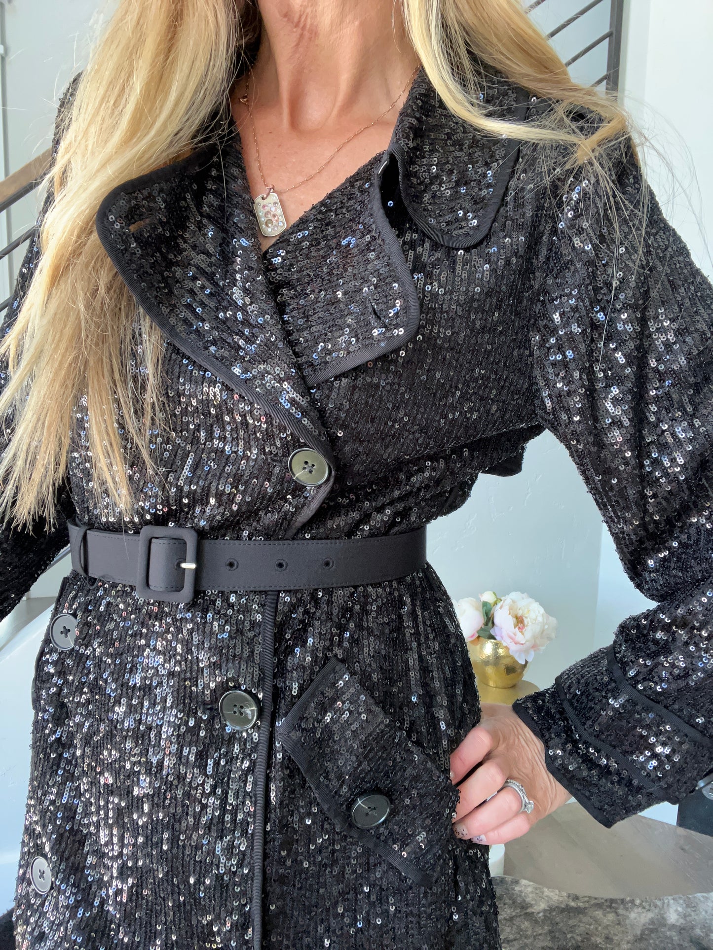 self-portrait Sequin Coat